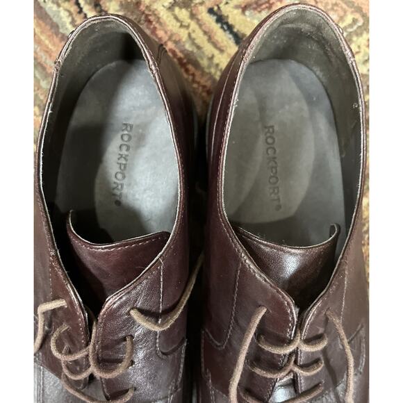 Mens Rockport Brown Dress Shoe 503002 Sz12 Square Toe - Picture 8 of 8